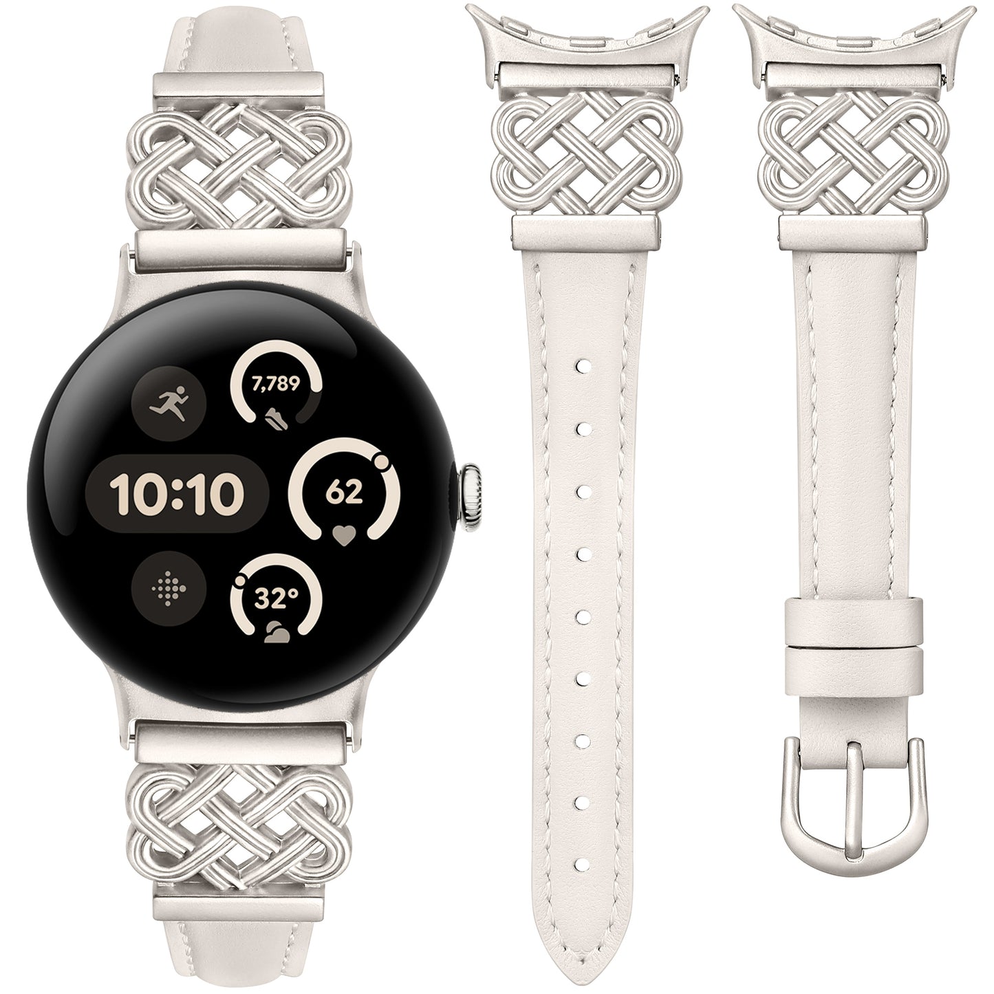 TOYOUTHS Celtic Knot Leather Band Compatible with Google Pixel Watch 3 41mm/Pixel Watch 2/Pixel Watch 1 Band Women, Slim Dressy Thin Fashion Designer Premium Leather Strap for Pixel 3 2 1 Smartwatch