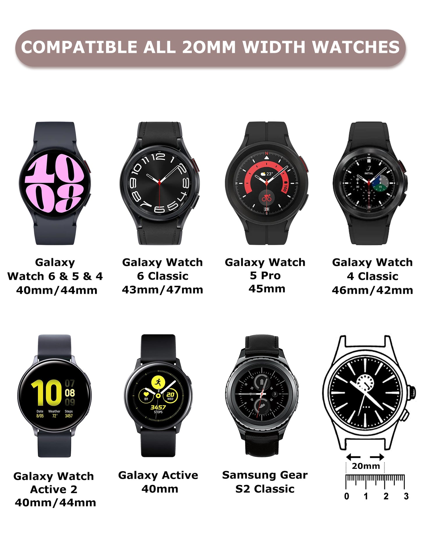 TOYOUTHS Boho Beaded Bracelet Band Compatible with Samsung Galaxy Watch 7 6 5 4 FE 40mm 44mm/Watch 6 Classic/Watch 5 Pro/Watch 4 Classic/Active 2/Watch 3 Women, 20mm Stretchy Solo Loop Dressy Strap