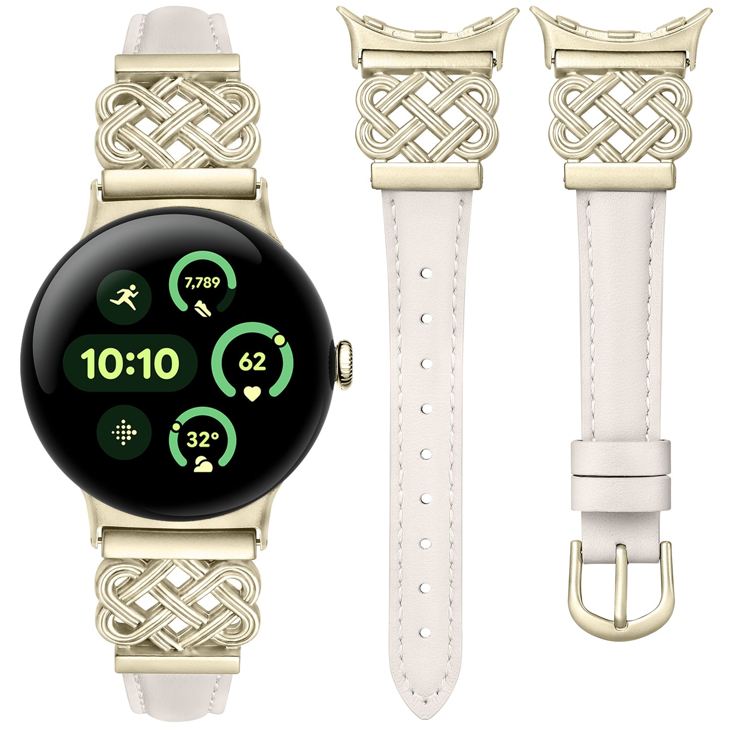 TOYOUTHS Celtic Knot Leather Band Compatible with Google Pixel Watch 3 41mm/Pixel Watch 2/Pixel Watch 1 Band Women, Slim Dressy Thin Fashion Designer Premium Leather Strap for Pixel 3 2 1 Smartwatch