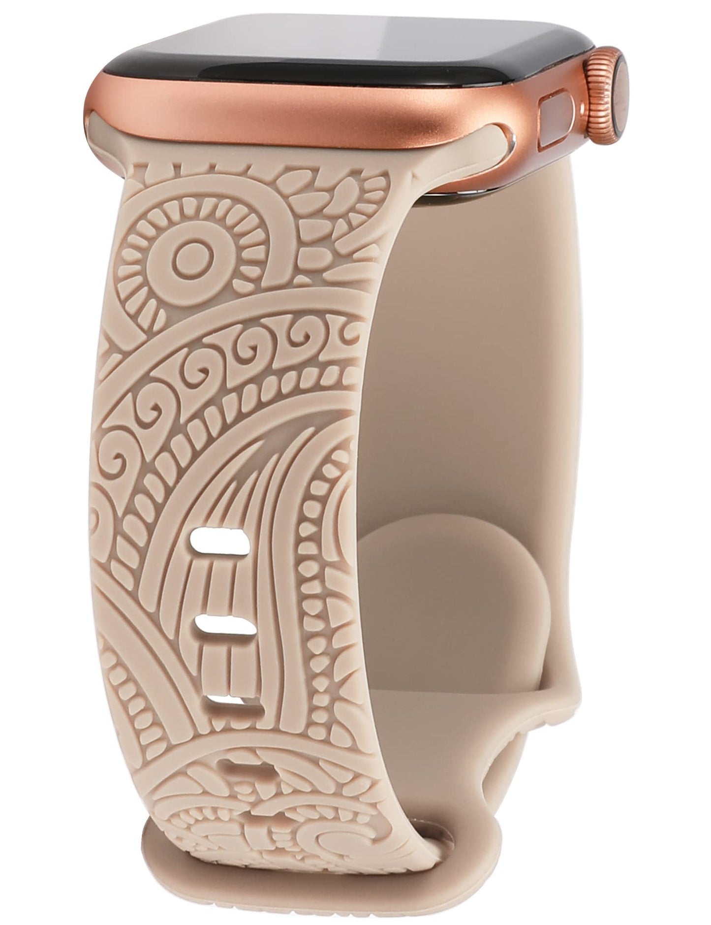 TOYOUTHS Boho Engraved Bracelet Compatible with Apple Watch Band 38mm 40mm 41mm Women Designer Bohemian Fall Floral Soft Silicone Waterproof Sport Strap for iWatch Series 9/8/7/6/5/4/3/2/1/SE
