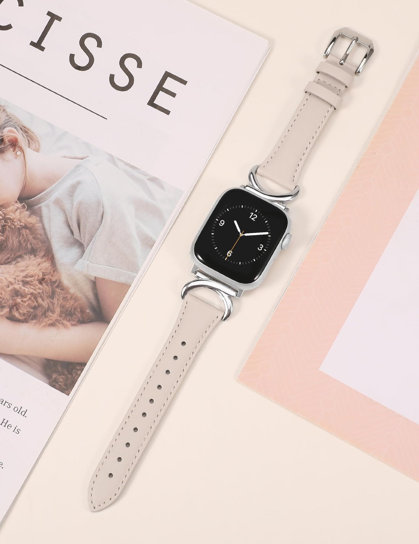 TOYOUTHS Compatible with Apple Watch Band Leather Strap 38/40/41/42/44/45/49mm Ultra 2 Women Dressy C-Shaped Metal Buckle Bracelet Wristband for iWatch Bands Series Ultra SE 9 8 7 6 5 4 3 2 1