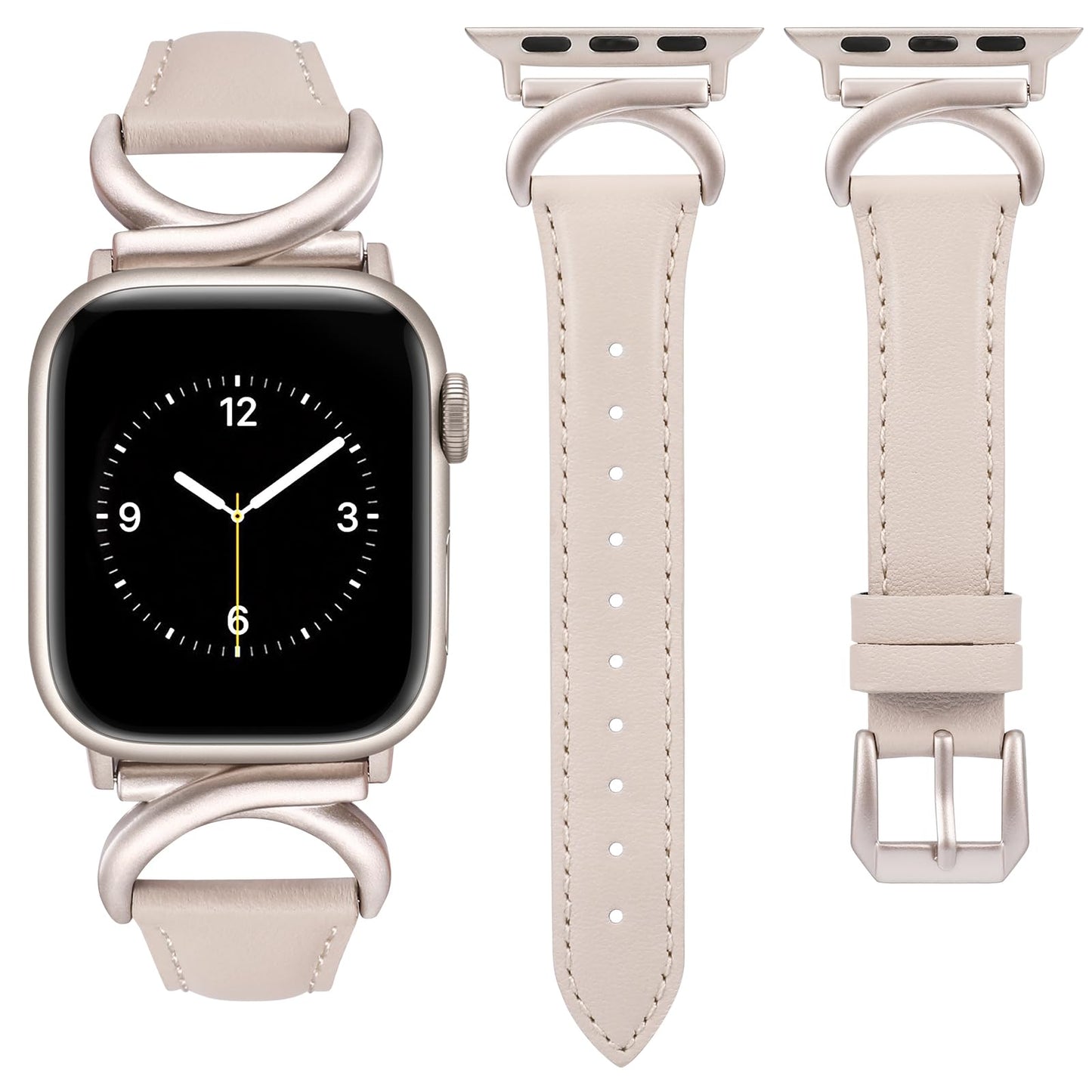 TOYOUTHS Compatible with Apple Watch Band Leather Strap 38/40/41/42/44/45/49mm Ultra 2 Women Dressy C-Shaped Metal Buckle Bracelet Wristband for iWatch Bands Series Ultra SE 9 8 7 6 5 4 3 2 1