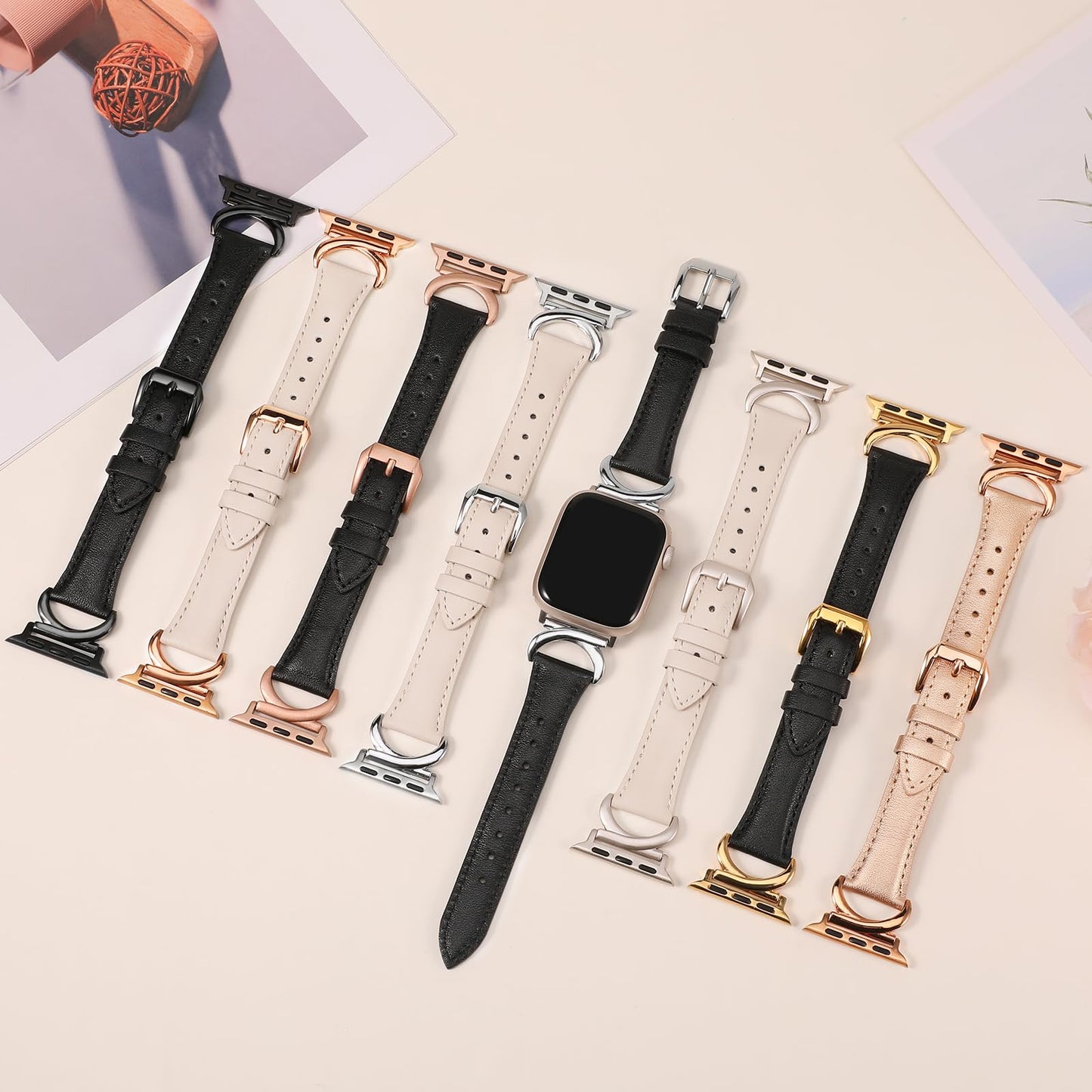 TOYOUTHS Compatible with Apple Watch Band Leather Strap 38/40/41/42/44/45/49mm Ultra 2 Women Dressy C-Shaped Metal Buckle Bracelet Wristband for iWatch Bands Series Ultra SE 9 8 7 6 5 4 3 2 1