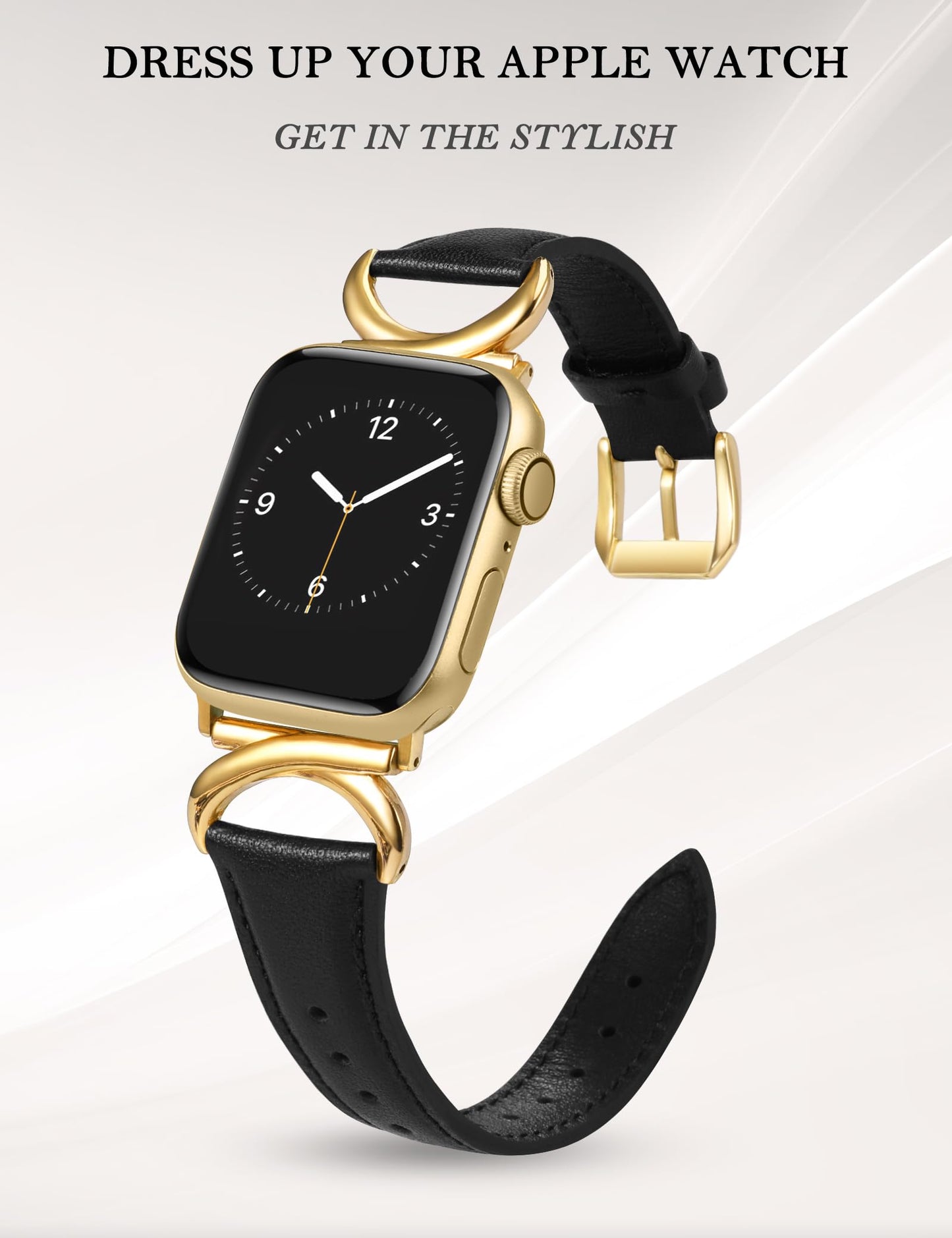 TOYOUTHS Compatible with Apple Watch Band Leather Strap 38/40/41/42/44/45/49mm Ultra 2 Women Dressy C-Shaped Metal Buckle Bracelet Wristband for iWatch Bands Series Ultra SE 9 8 7 6 5 4 3 2 1