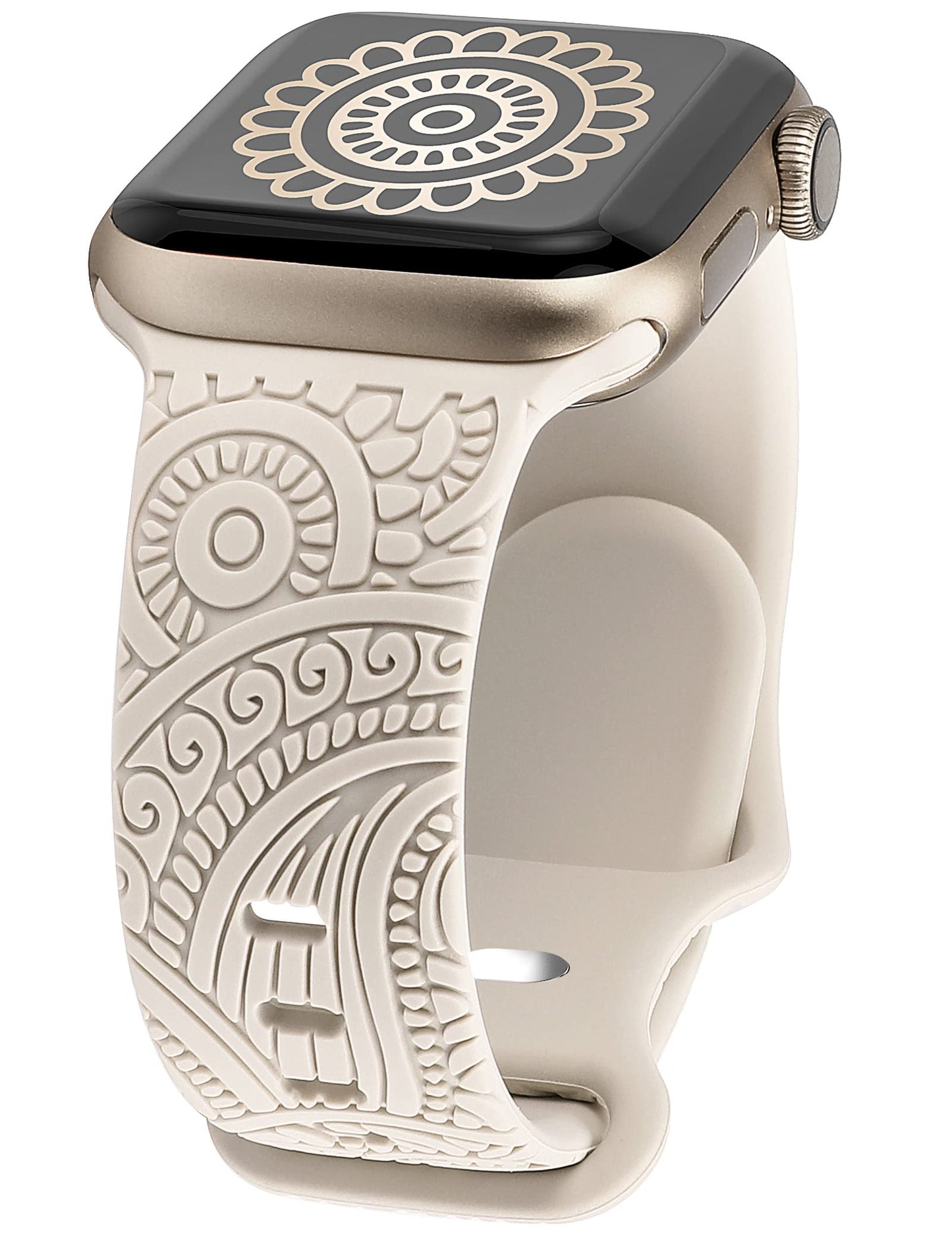 TOYOUTHS Boho Engraved Bracelet Compatible with Apple Watch Band 38mm 40mm 41mm Women Designer Bohemian Fall Floral Soft Silicone Waterproof Sport Strap for iWatch Series 9/8/7/6/5/4/3/2/1/SE