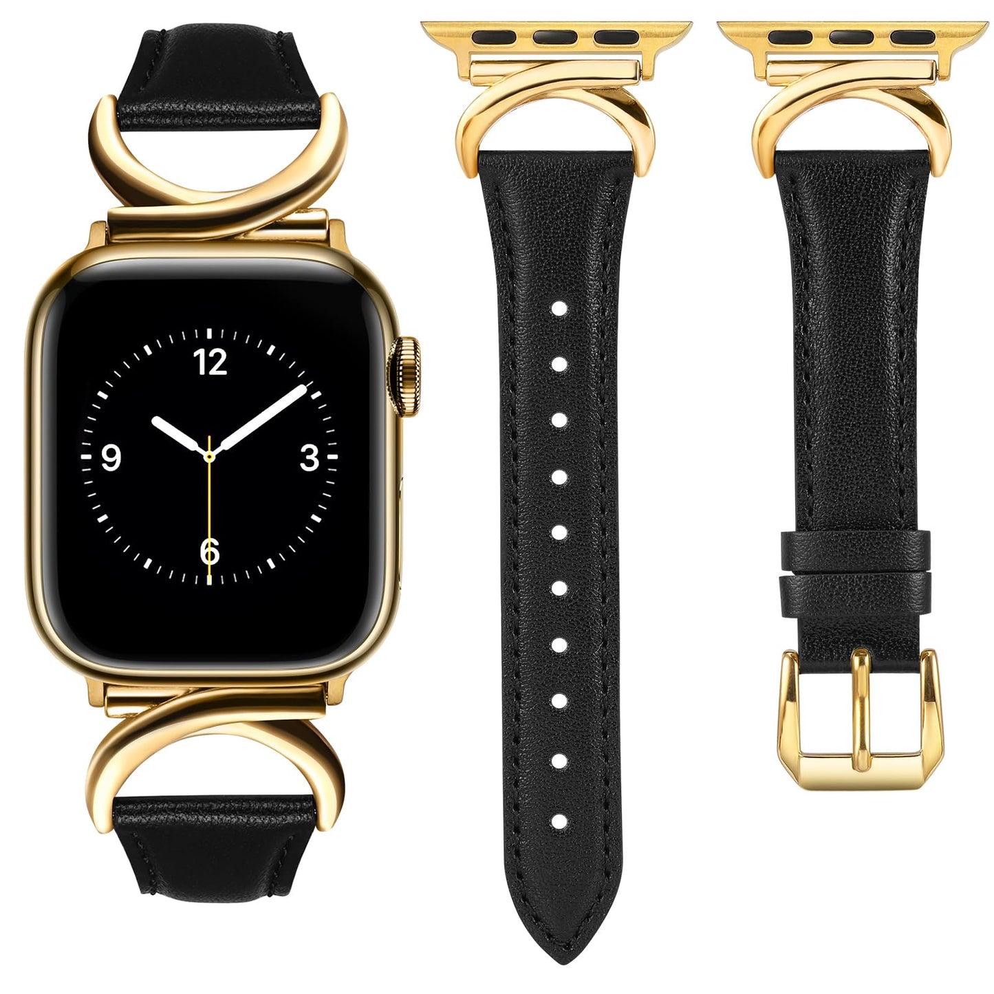TOYOUTHS Compatible with Apple Watch Band Leather Strap 38/40/41/42/44/45/49mm Ultra 2 Women Dressy C-Shaped Metal Buckle Bracelet Wristband for iWatch Bands Series Ultra SE 9 8 7 6 5 4 3 2 1