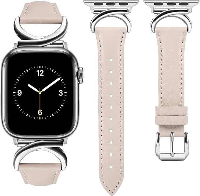 TOYOUTHS Compatible with Apple Watch Band Leather Strap 41mm 40mm 38mm Women Dressy C-Shaped Metal Buckle Bracelet Wristband for iWatch Bands Series SE 9 8 7 6 5 4 3 2 1