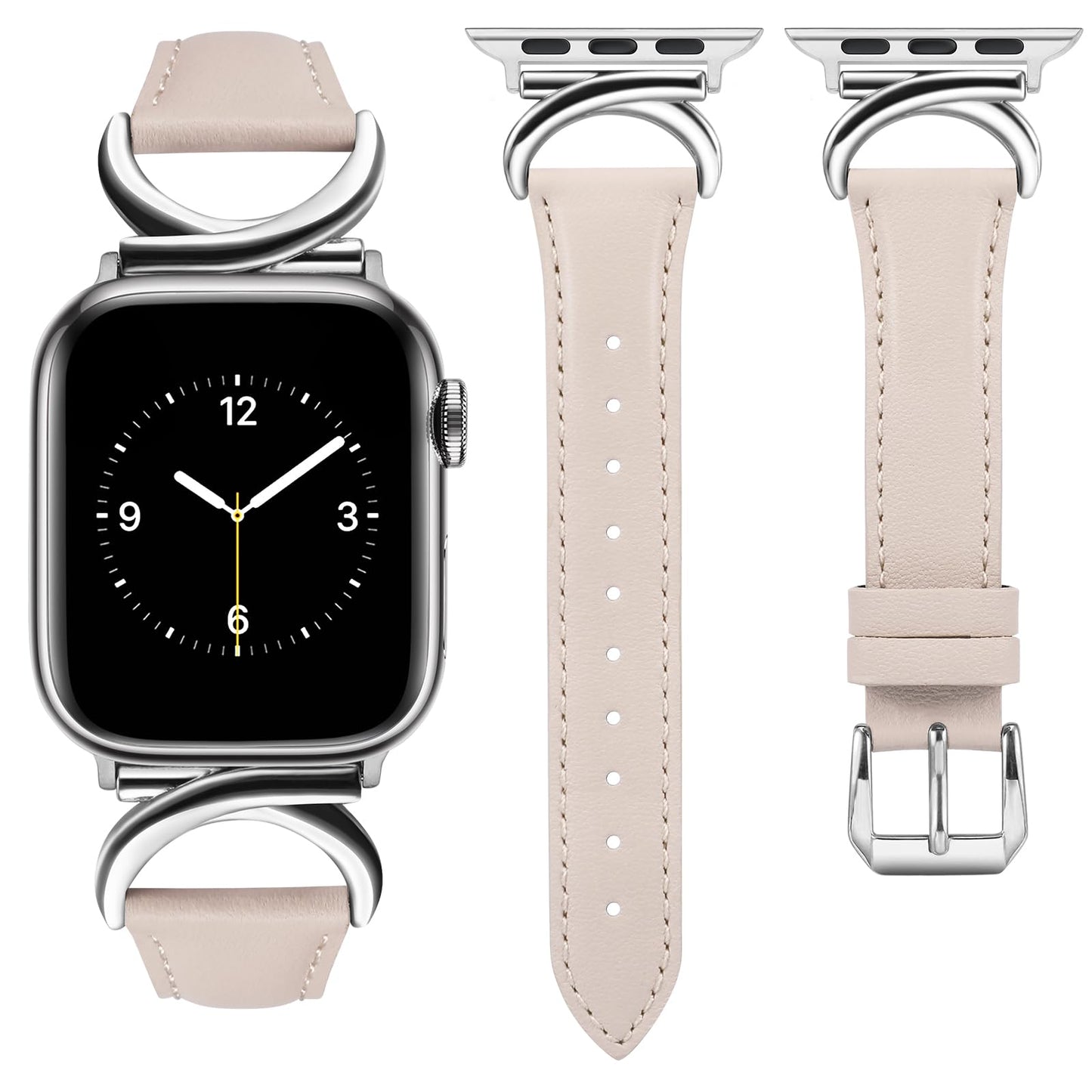 TOYOUTHS Compatible with Apple Watch Band Leather Strap 38/40/41/42/44/45/49mm Ultra 2 Women Dressy C-Shaped Metal Buckle Bracelet Wristband for iWatch Bands Series Ultra SE 9 8 7 6 5 4 3 2 1