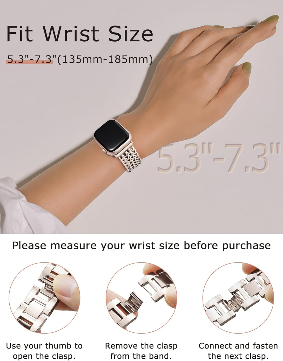 TOYOUTHS Compatible with Apple Watch Band 38/40/41mm Women Dressy Stainless Steel Metal Gold Chain Strap Designer Cowboy Link Bracelet for iWatch Band Series 9 8 7 6 5 4 3 2 1 Ultra SE