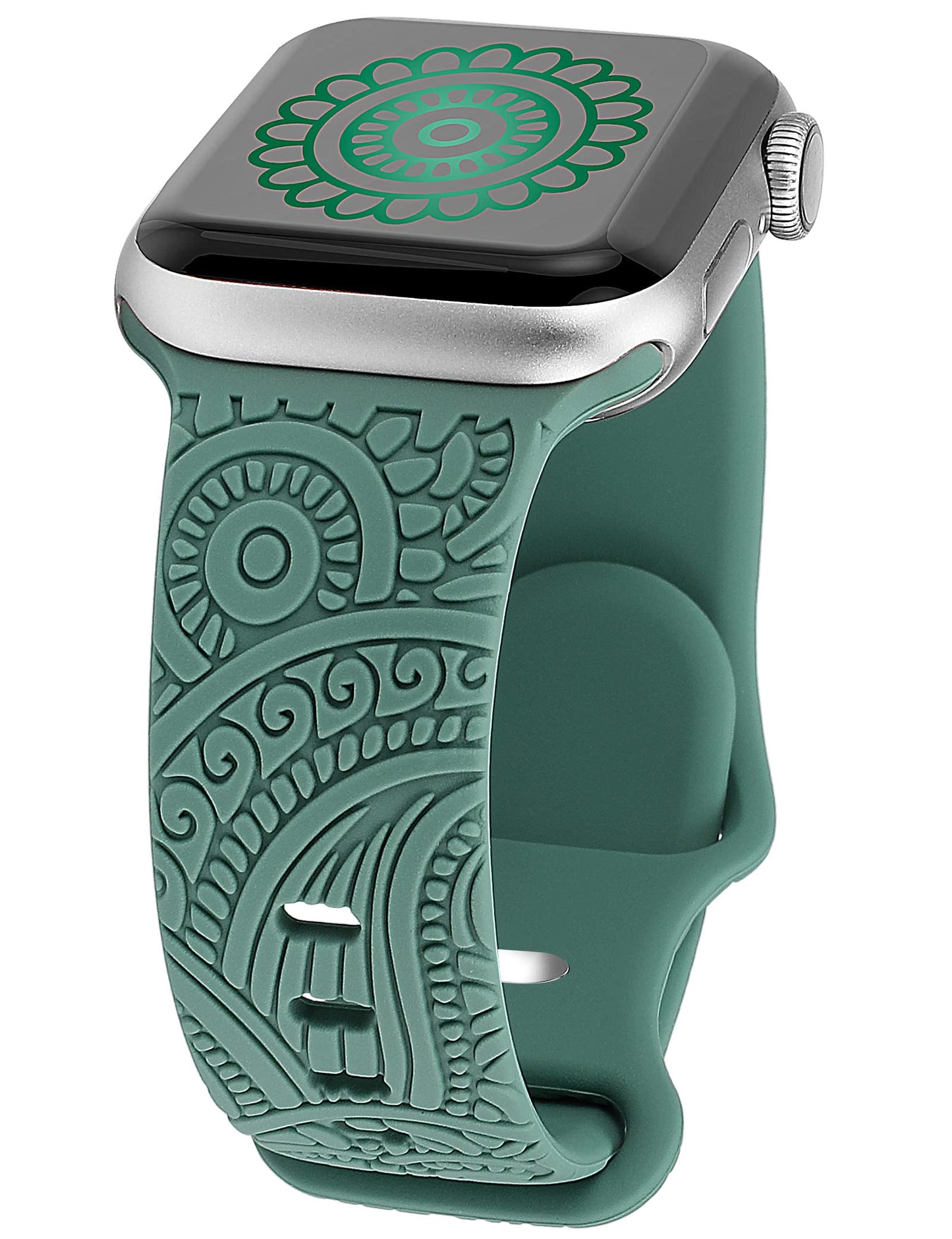 TOYOUTHS Boho Engraved Bracelet Compatible with Apple Watch Band 38mm 40mm 41mm Women Designer Bohemian Fall Floral Soft Silicone Waterproof Sport Strap for iWatch Series 9/8/7/6/5/4/3/2/1/SE
