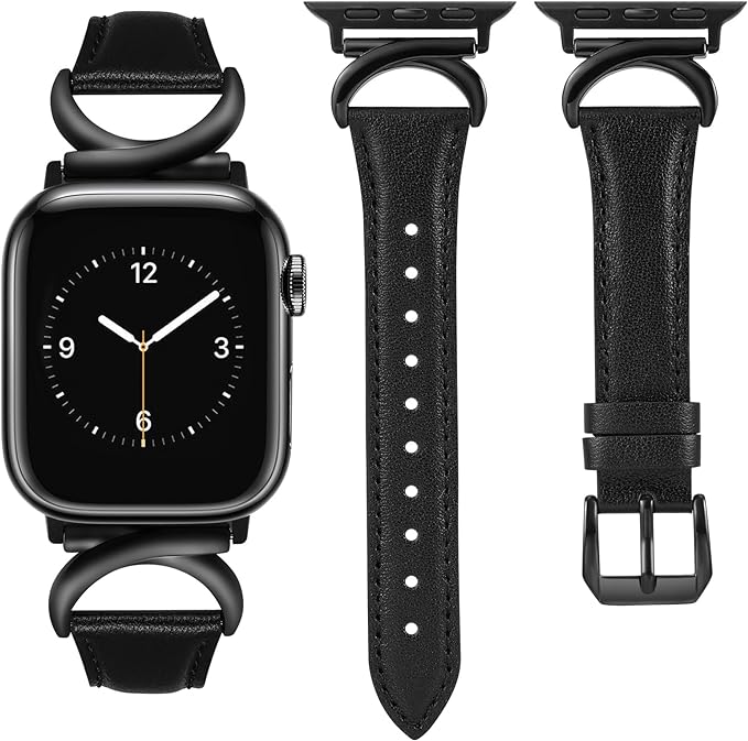 TOYOUTHS Compatible with Apple Watch Band Leather Strap 41mm 40mm 38mm Women Dressy C-Shaped Metal Buckle Bracelet Wristband for iWatch Bands Series SE 9 8 7 6 5 4 3 2 1