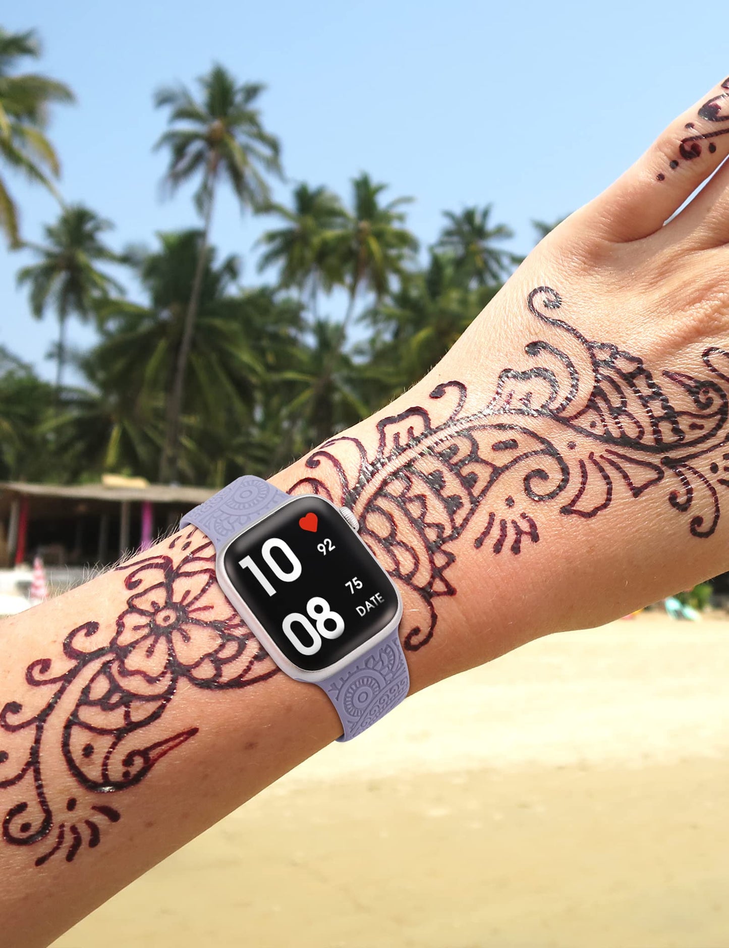 TOYOUTHS 2 Packs Boho Engraved Bracelet Compatible with Apple Watch Band 38mm 40mm 41mm Women Designer Fall Floral Silicone Waterproof Strap for iWatch Series 9/8/7/6/5/4/3/2/1/SE