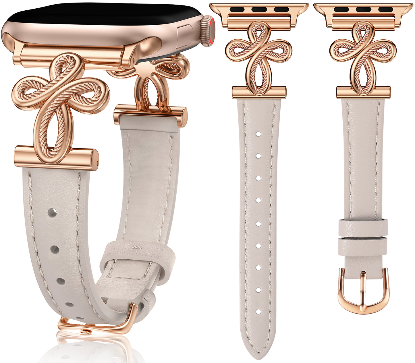 TOYOUTHS Slim Leather Band Compatible with Apple Watch Bands 42/41/40/38mm Women, Top Grain Genuine Celtic Knot Cross Dressy Thin Fashion Strap for iWatch Series 10/9/SE/8/7/6/5/4/3/2/1