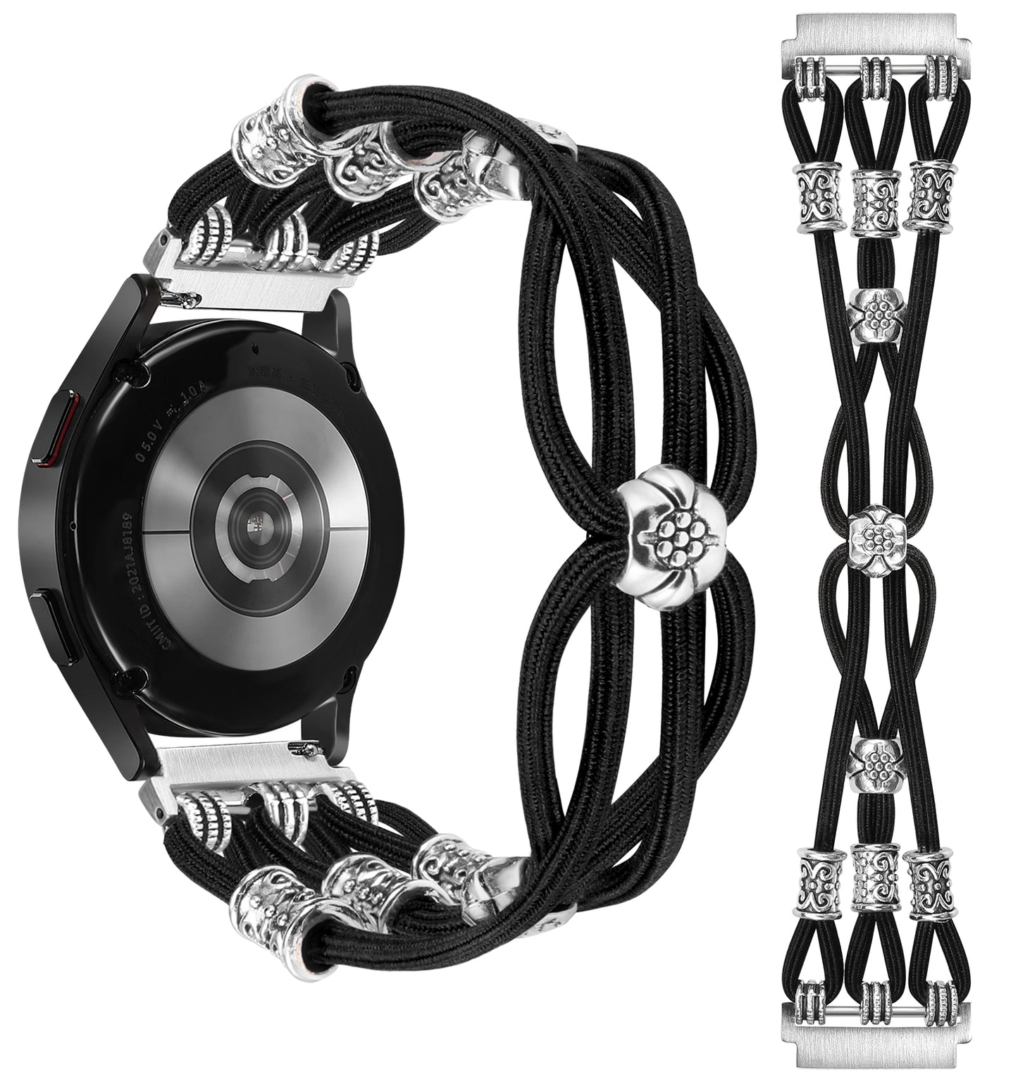 TOYOUTHS Boho Beaded Bracelet Band Compatible with Samsung Galaxy Watch 7 6 5 4 FE 40mm 44mm/Watch 6 Classic/Watch 5 Pro/Watch 4 Classic/Active 2/Watch 3 Women, 20mm Stretchy Solo Loop Dressy Strap