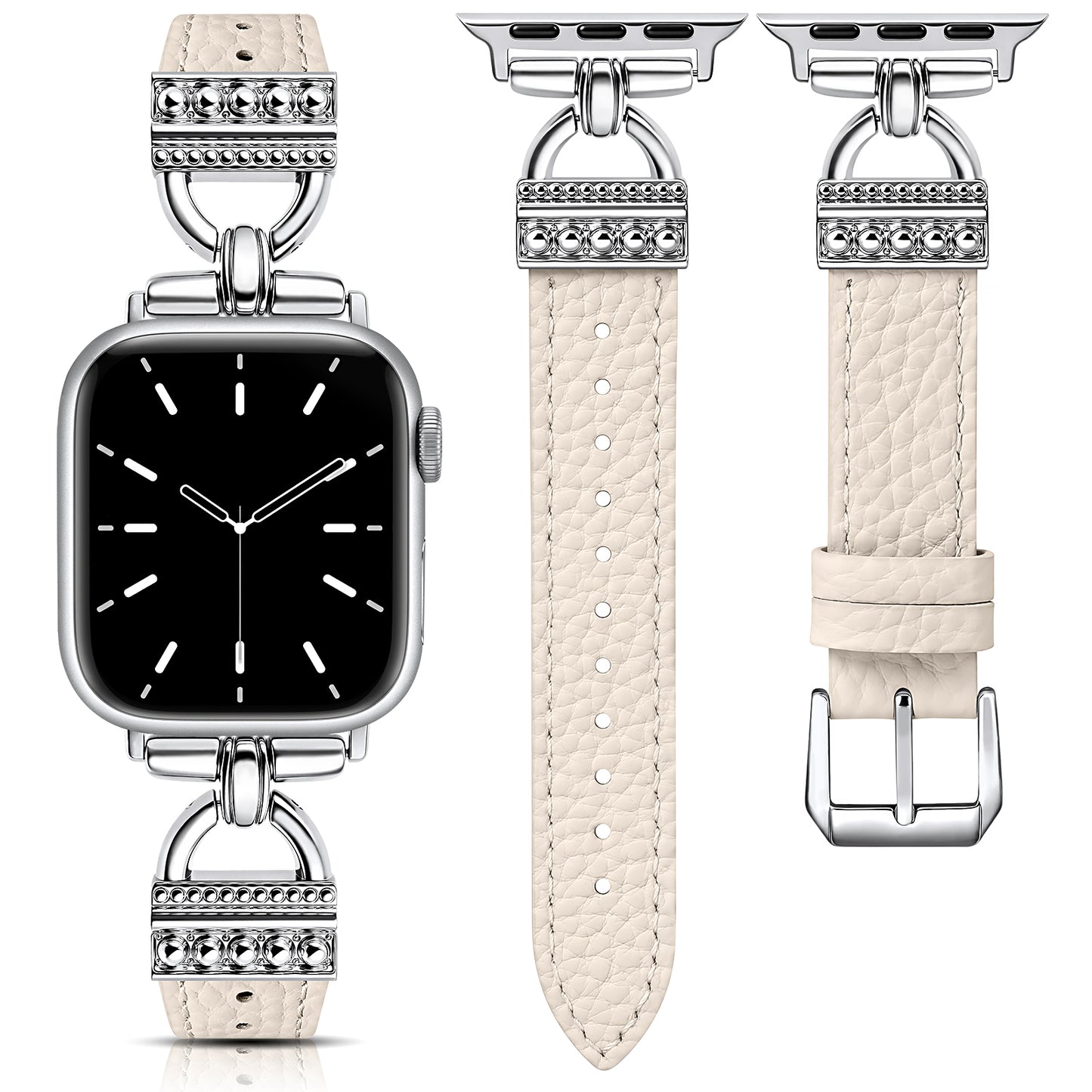 TOYOUTHS Compatible with Apple Watch Band Women Leather 49/46/45/44/42/41/40/38mm Dressy Thin Leather Strap Designer D-Shaped Metal Buckle Bracelet for iWatch Ultra/SE Series 10/9/8/7/6/5/4/3/2/1