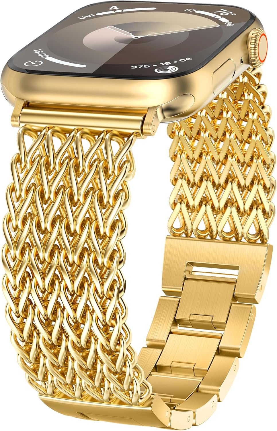 TOYOUTHS Compatible with Apple Watch Band 38/40/41mm Women Dressy Stainless Steel Metal Gold Chain Strap Designer Cowboy Link Bracelet for iWatch Band Series 9 8 7 6 5 4 3 2 1 Ultra SE