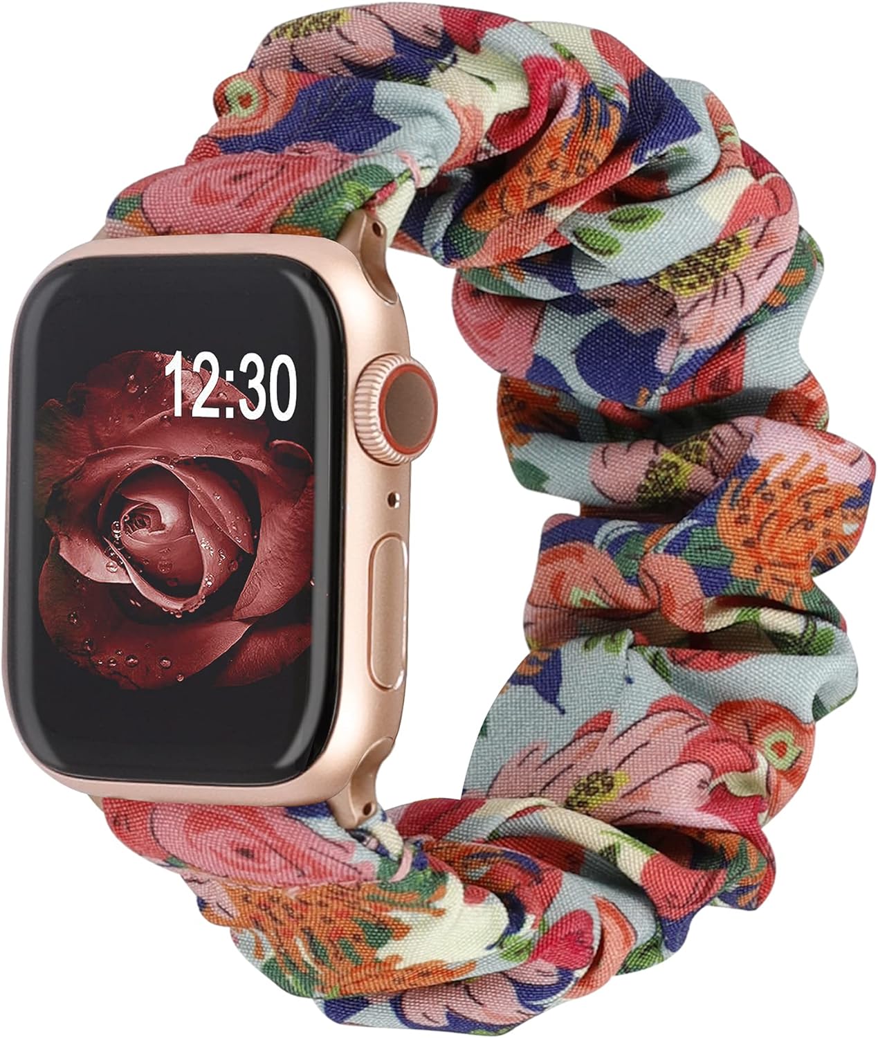 TOYOUTHS Compatible with Apple Watch Band Scrunchie 38mm 40mm 41mm Women Elastic Strap Soft Cloth Fabric Pattern Holiday Themed Gift Bracelet for iWatch Series SE 9 8 7 6 5 4 3 2 1