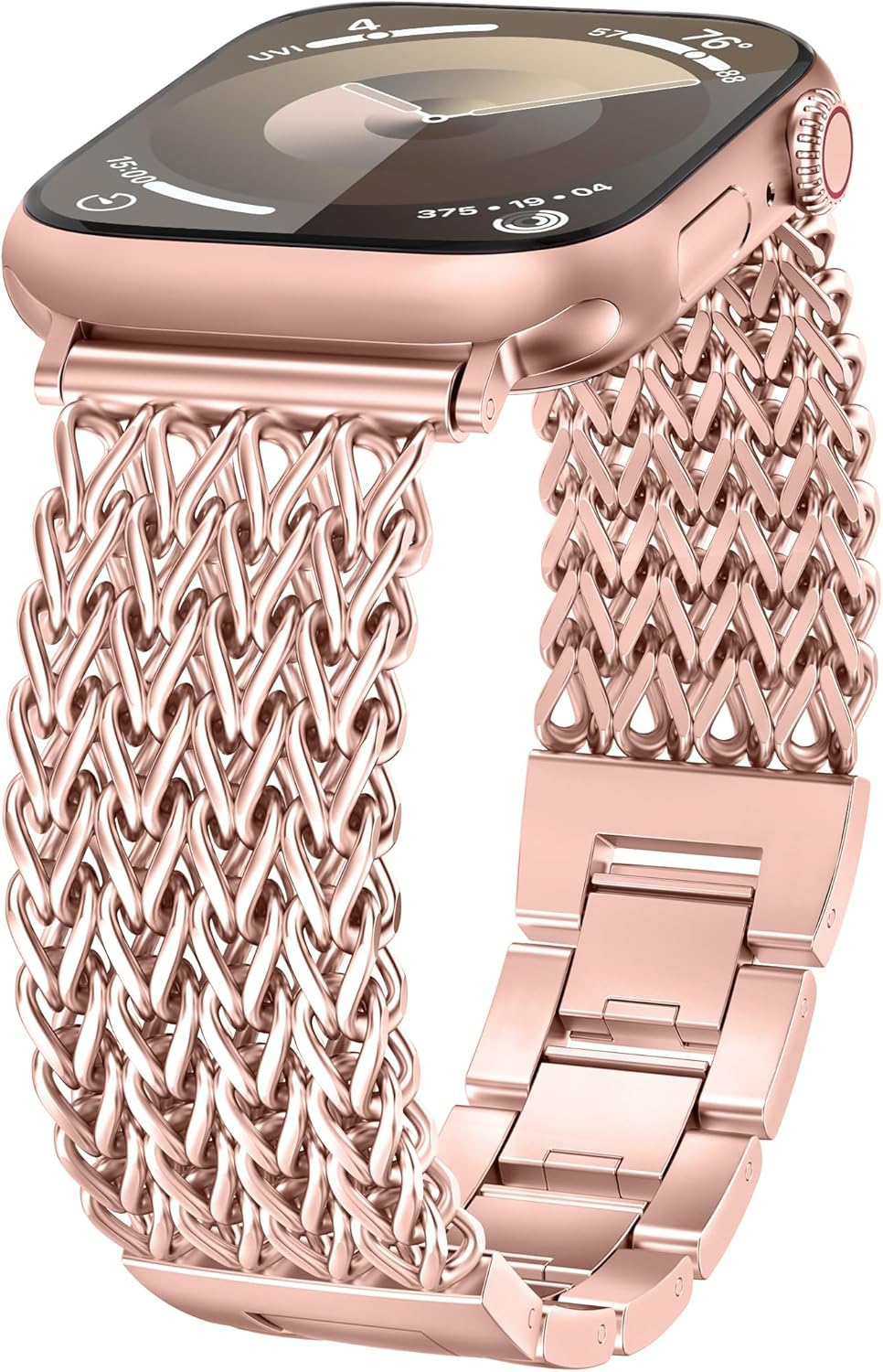 TOYOUTHS Compatible with Apple Watch Band 38/40/41mm Women Dressy Stainless Steel Metal Gold Chain Strap Designer Cowboy Link Bracelet for iWatch Band Series 9 8 7 6 5 4 3 2 1 Ultra SE