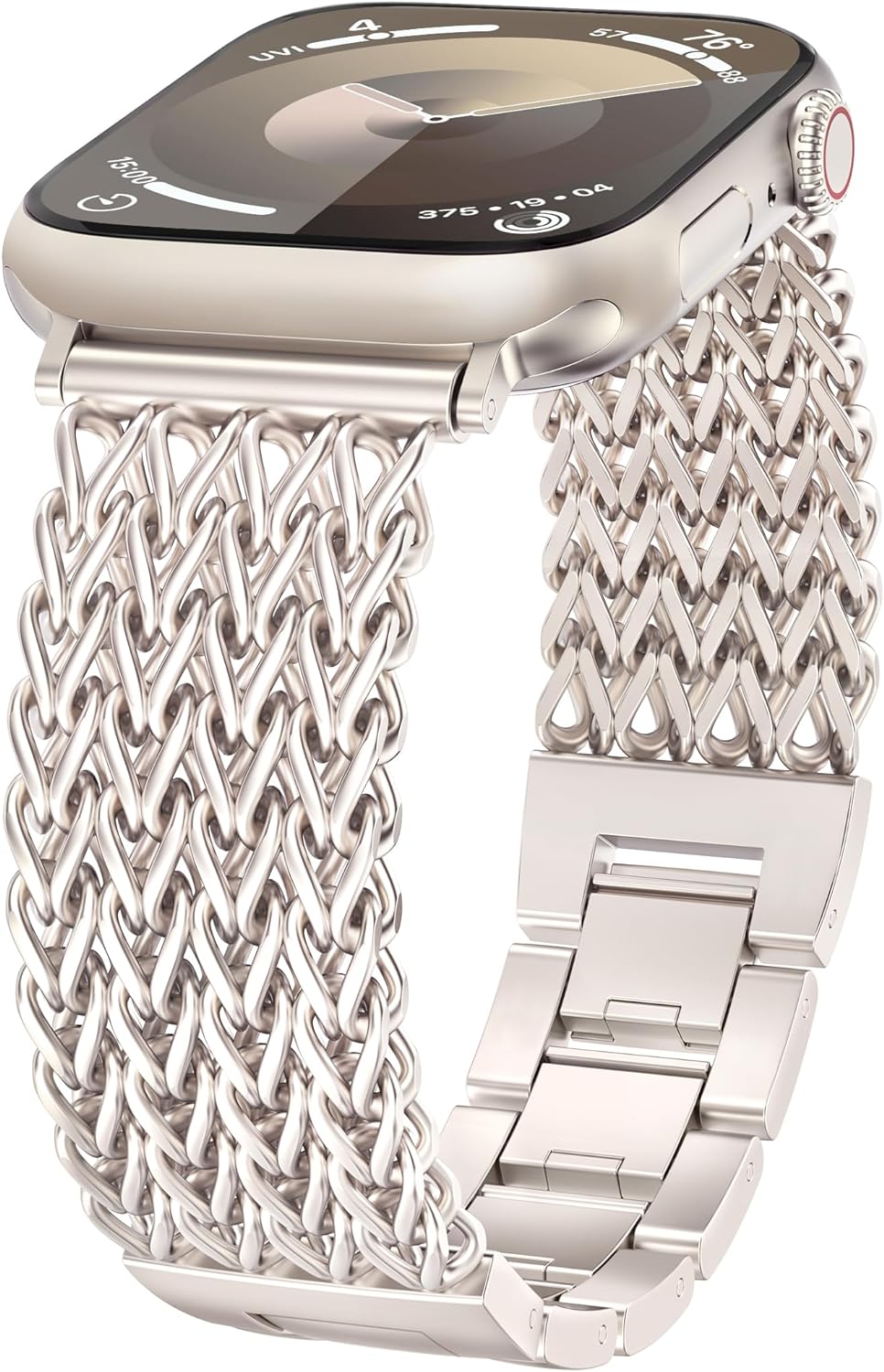 TOYOUTHS Compatible with Apple Watch Band 38/40/41mm Women Dressy Stainless Steel Metal Gold Chain Strap Designer Cowboy Link Bracelet for iWatch Band Series 9 8 7 6 5 4 3 2 1 Ultra SE