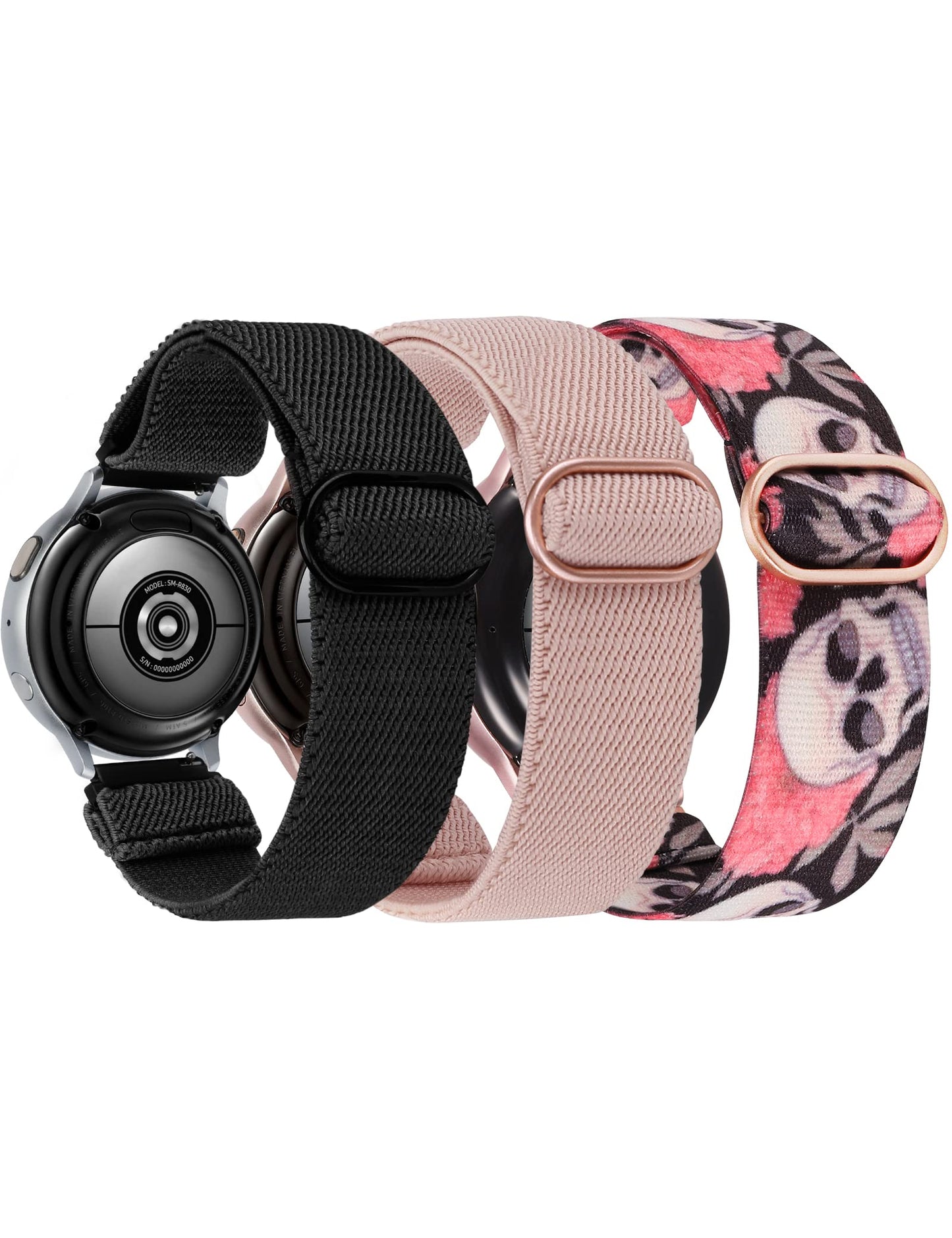 TOYOUTHS 20mm Stretchy Nylon Loop Band Compatible with Samsung Galaxy Watch 4 40mm 44mm/Active 2 40mm 44mm/Watch 4 Classic 42mm 46mm/Active 40mm/Watch 3 41mm, Women/Men Elastic Watch Strap Replacement