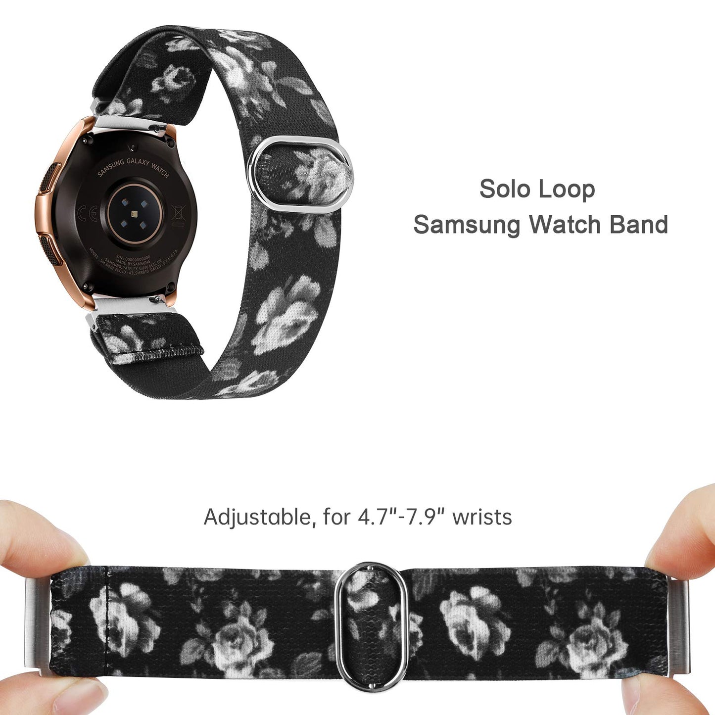 TOYOUTHS 20mm Stretchy Nylon Loop Band Compatible with Samsung Galaxy Watch 4 40mm 44mm/Active 2 40mm 44mm/Watch 4 Classic 42mm 46mm/Active 40mm/Watch 3 41mm, Women/Men Elastic Watch Strap Replacement
