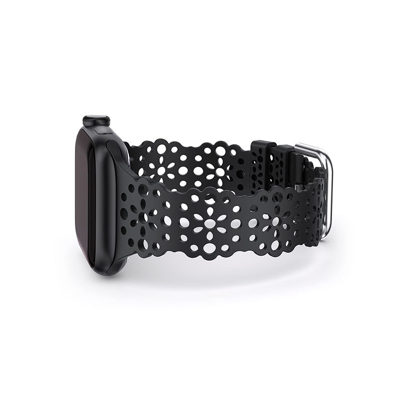 TOYOUTHS Compatible with Apple Watch Band Women 41mm 40mm 38mm Soft Stretchy Silicone Lace Flower Cut-outs Scalloped Breathable Waterproof Lacy Band for iWatch Series 8 7 6 5 4 3 2 1 SE