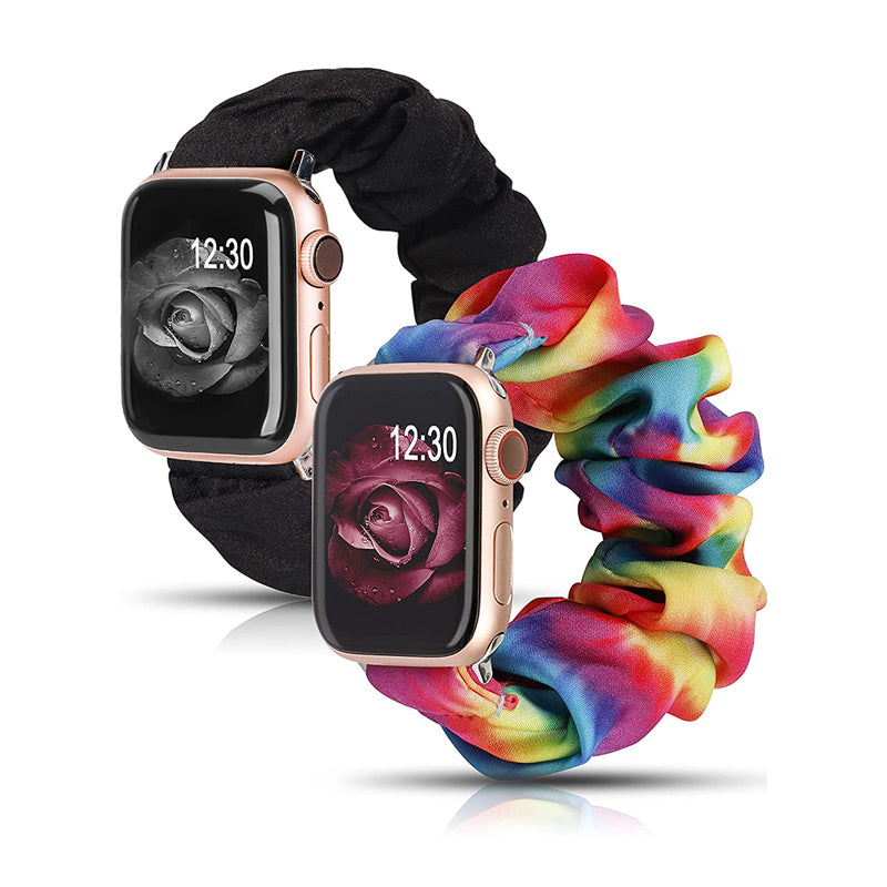 TOYOUTHS 2 Packs Scrunchie Elastic Watch Bands Apple Watch Bands Stretchy Bands Printed