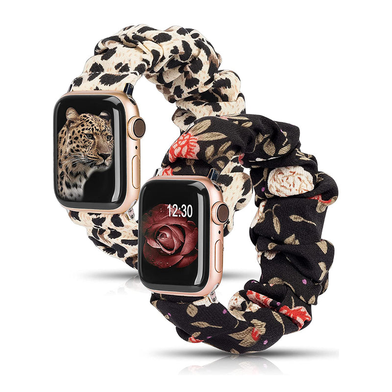 TOYOUTHS 2 Packs Scrunchie Elastic Watch Bands Apple Watch Bands Stretchy Bands Printed