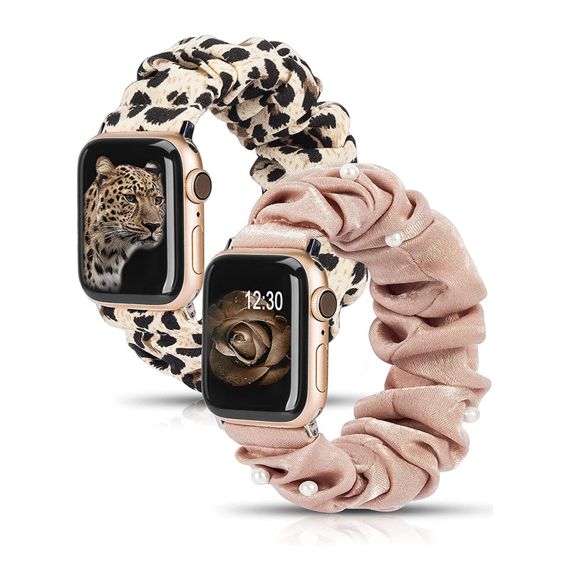TOYOUTHS 2 Packs Scrunchie Elastic Watch Bands Apple Watch Bands Stretchy Bands Printed