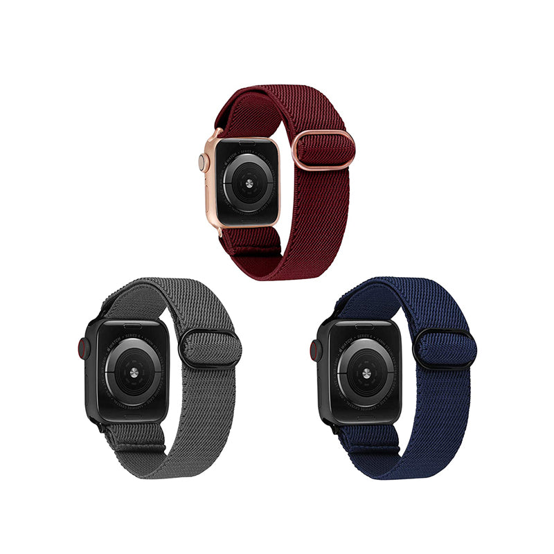 TOYOUTHS 3 Packs Apple Watch Band Solo Loop Elastic Fabric Nylon