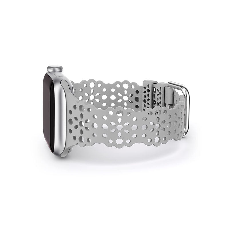 TOYOUTHS Compatible with Apple Watch Band Women 41mm 40mm 38mm Soft Stretchy Silicone Lace Flower Cut-outs Scalloped Breathable Waterproof Lacy Band for iWatch Series 8 7 6 5 4 3 2 1 SE