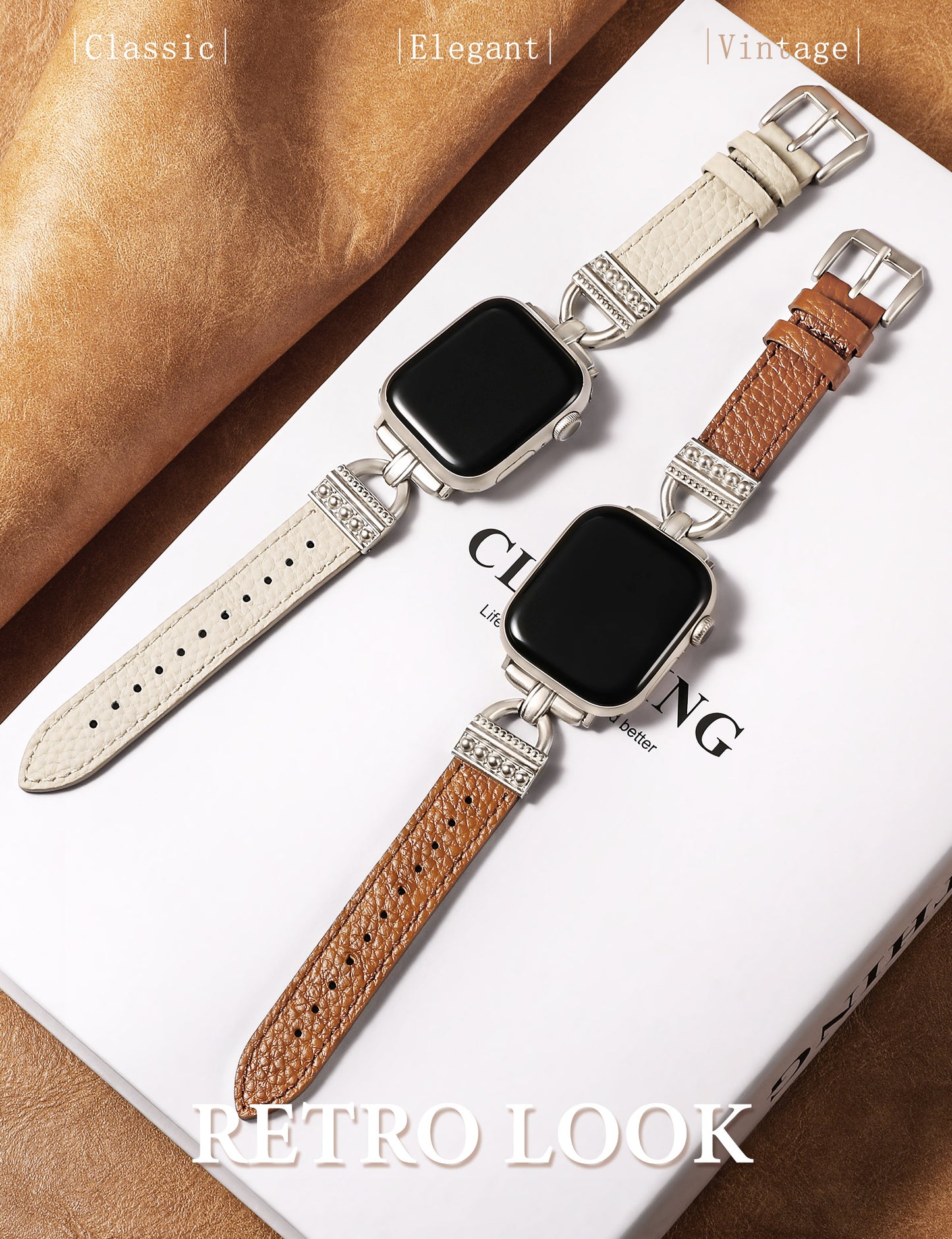 TOYOUTHS Compatible with Apple Watch Band Women Leather 49/46/45/44/42/41/40/38mm Dressy Thin Leather Strap Designer D-Shaped Metal Buckle Bracelet for iWatch Ultra/SE Series 10/9/8/7/6/5/4/3/2/1