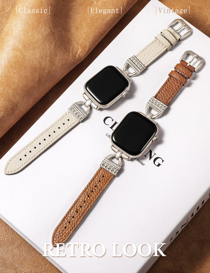 TOYOUTHS Compatible with Apple Watch Band Women Leather 49/46/45/44/42/41/40/38mm Dressy Thin Leather Strap Designer D-Shaped Metal Buckle Bracelet for iWatch Ultra/SE Series 10/9/8/7/6/5/4/3/2/1