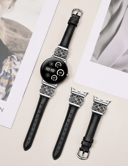 Celtic Knot Leather Band for Google Pixel Watch 3 41mm/Pixel Watch 2/Pixel Watch 1 Band Women