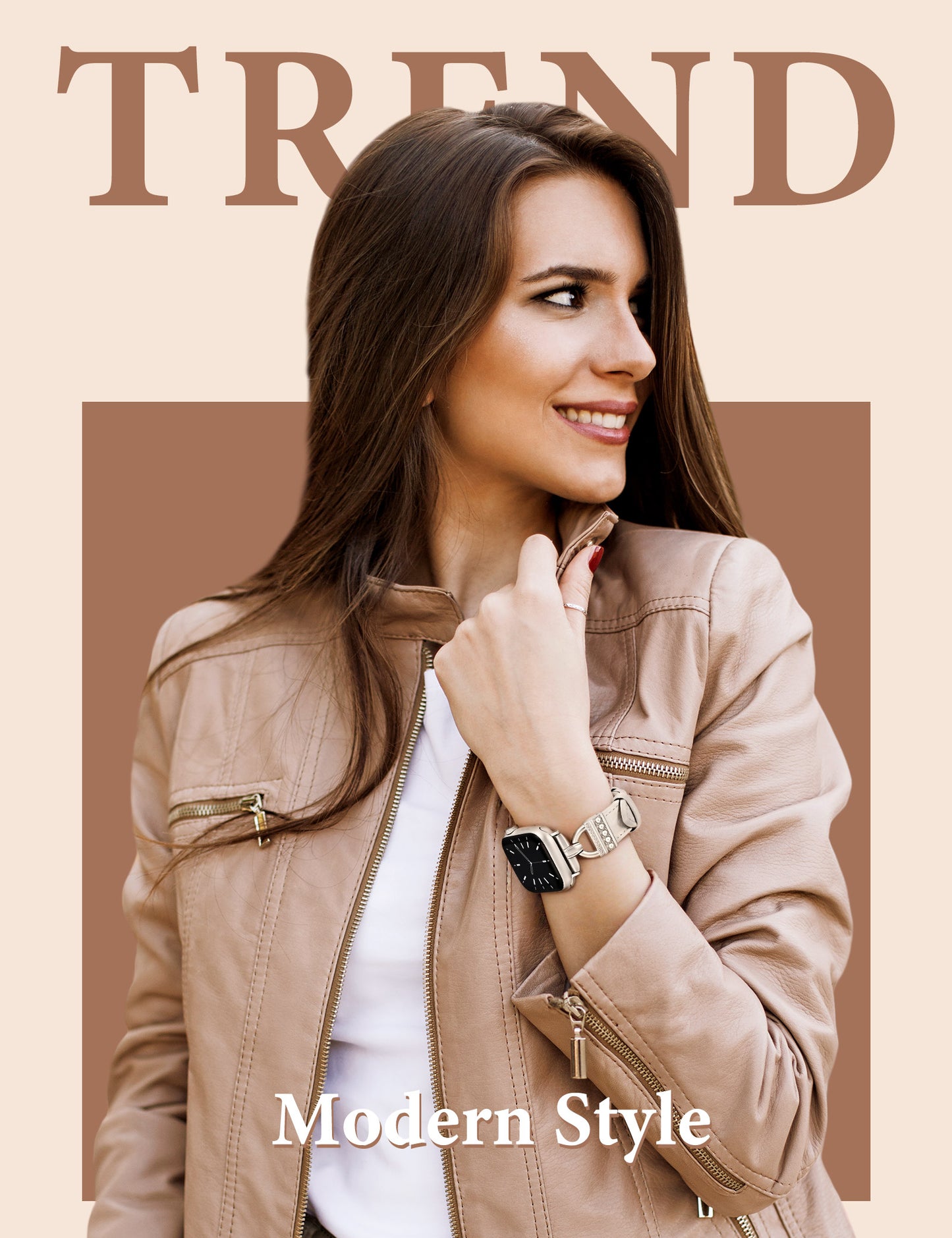 TOYOUTHS Compatible with Apple Watch Band Women Leather 49/46/45/44/42/41/40/38mm Dressy Thin Leather Strap Designer D-Shaped Metal Buckle Bracelet for iWatch Ultra/SE Series 10/9/8/7/6/5/4/3/2/1