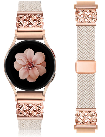 OYOUTHS Braided Bracelet Compatible with Samsung Galaxy Watch 7/6/5/4/FE/Active 2 40mm 44mm/Watch 6 Classic 43/47mm/Watch 5 Pro 45mm Band, 20mm Celtic Knot Magnetic Clasp Stretchy Nylon Strap