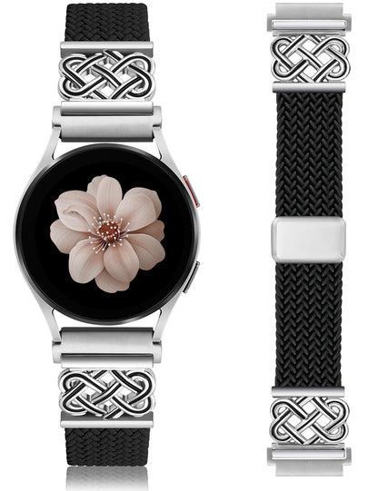 TOYOUTHS Braided Magnetic Band Compatible with Samsung Galaxy Watch 8 7 6 5 4 FE 40mm 44mm/8 6 Classic/5 Pro/4 Classic/3 41mm/Active 2 Women Men, 20mm Celtic Stretchy Elastic Dressy Nylon Strap, No for Ultra