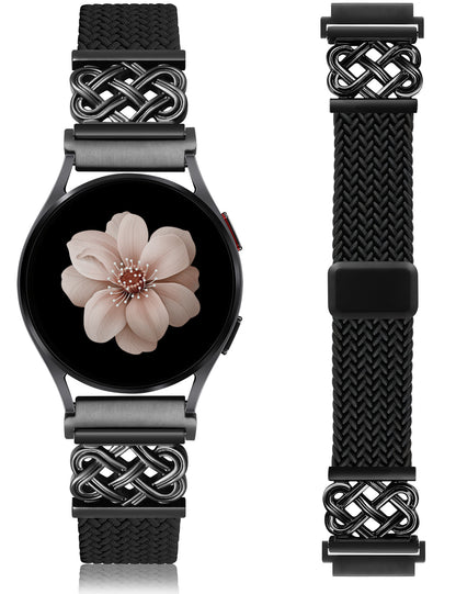 TOYOUTHS Braided Magnetic Band Compatible with Samsung Galaxy Watch 8 7 6 5 4 FE 40mm 44mm/8 6 Classic/5 Pro/4 Classic/3 41mm/Active 2 Women Men, 20mm Celtic Stretchy Elastic Dressy Nylon Strap, No for Ultra