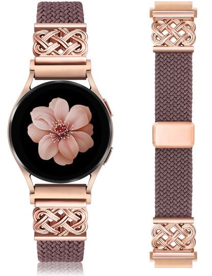 OYOUTHS Braided Bracelet Compatible with Samsung Galaxy Watch 7/6/5/4/FE/Active 2 40mm 44mm/Watch 6 Classic 43/47mm/Watch 5 Pro 45mm Band, 20mm Celtic Knot Magnetic Clasp Stretchy Nylon Strap