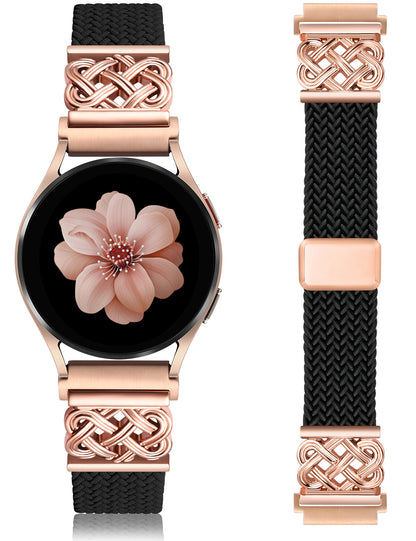 OYOUTHS Braided Bracelet Compatible with Samsung Galaxy Watch 7/6/5/4/FE/Active 2 40mm 44mm/Watch 6 Classic 43/47mm/Watch 5 Pro 45mm Band, 20mm Celtic Knot Magnetic Clasp Stretchy Nylon Strap