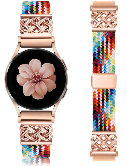 OYOUTHS Braided Bracelet Compatible with Samsung Galaxy Watch 7/6/5/4/FE/Active 2 40mm 44mm/Watch 6 Classic 43/47mm/Watch 5 Pro 45mm Band, 20mm Celtic Knot Magnetic Clasp Stretchy Nylon Strap