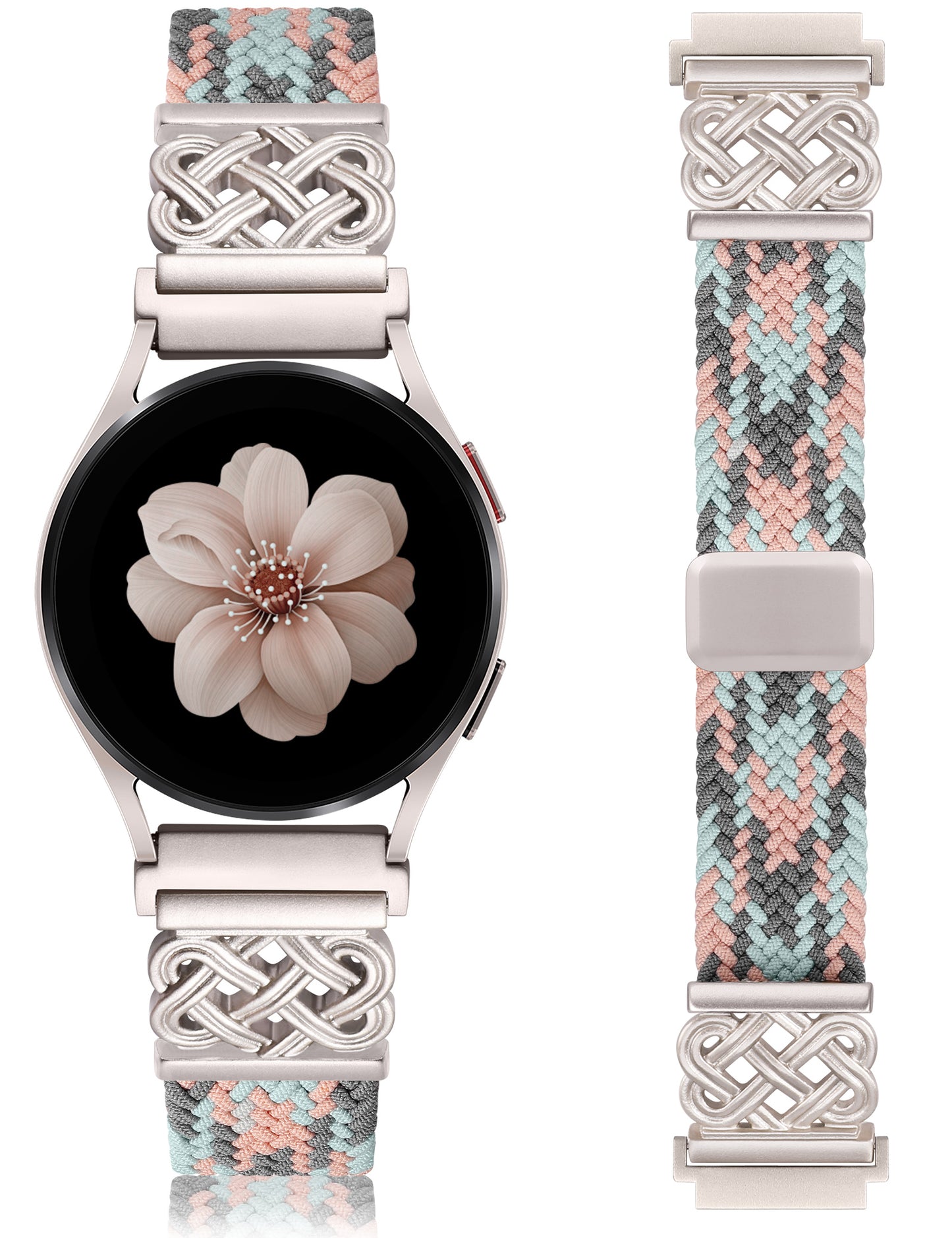 TOYOUTHS Braided Magnetic Band Compatible with Samsung Galaxy Watch 8 7 6 5 4 FE 40mm 44mm/8 6 Classic/5 Pro/4 Classic/3 41mm/Active 2 Women Men, 20mm Celtic Stretchy Elastic Dressy Nylon Strap, No for Ultra
