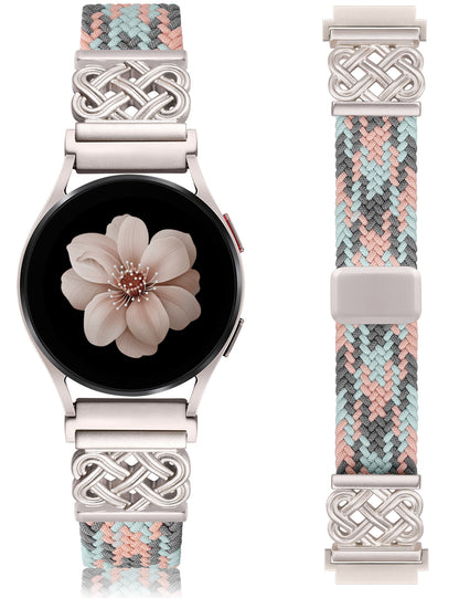 OYOUTHS Braided Bracelet Compatible with Samsung Galaxy Watch 7/6/5/4/FE/Active 2 40mm 44mm/Watch 6 Classic 43/47mm/Watch 5 Pro 45mm Band, 20mm Celtic Knot Magnetic Clasp Stretchy Nylon Strap