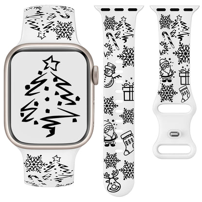Two-Tone Engraved Christmas Silicone Band for Apple Watch Bands Women Men