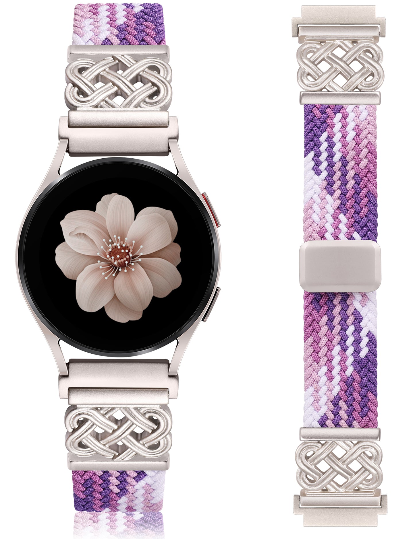 TOYOUTHS Braided Magnetic Band Compatible with Samsung Galaxy Watch 8 7 6 5 4 FE 40mm 44mm/8 6 Classic/5 Pro/4 Classic/3 41mm/Active 2 Women Men, 20mm Celtic Stretchy Elastic Dressy Nylon Strap, No for Ultra