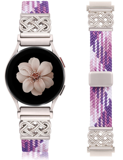 OYOUTHS Braided Bracelet Compatible with Samsung Galaxy Watch 7/6/5/4/FE/Active 2 40mm 44mm/Watch 6 Classic 43/47mm/Watch 5 Pro 45mm Band, 20mm Celtic Knot Magnetic Clasp Stretchy Nylon Strap