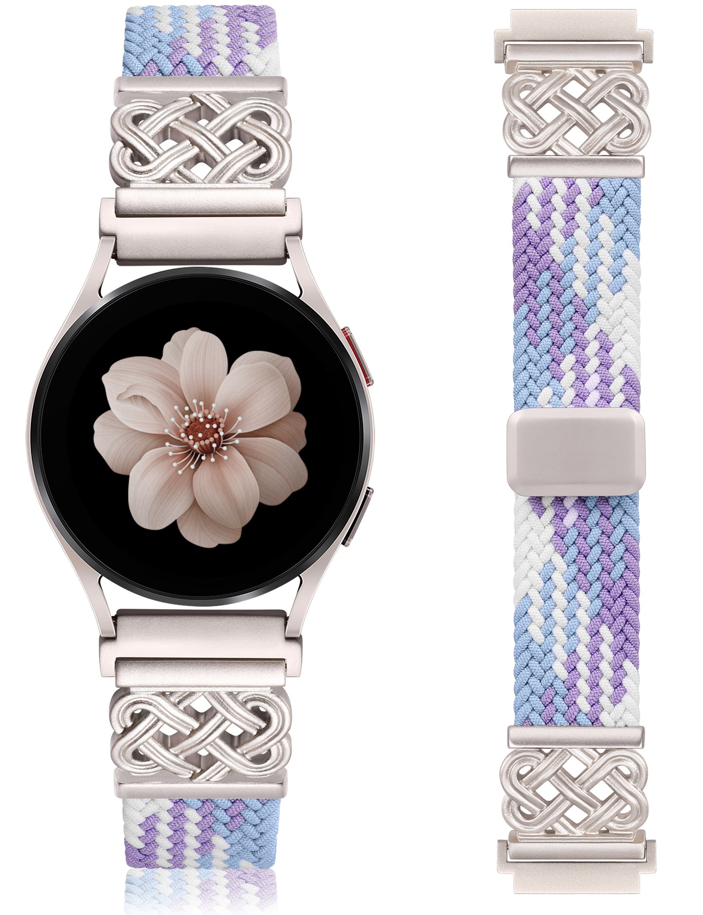 TOYOUTHS Braided Magnetic Band Compatible with Samsung Galaxy Watch 8 7 6 5 4 FE 40mm 44mm/8 6 Classic/5 Pro/4 Classic/3 41mm/Active 2 Women Men, 20mm Celtic Stretchy Elastic Dressy Nylon Strap, No for Ultra