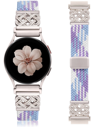 OYOUTHS Braided Bracelet Compatible with Samsung Galaxy Watch 7/6/5/4/FE/Active 2 40mm 44mm/Watch 6 Classic 43/47mm/Watch 5 Pro 45mm Band, 20mm Celtic Knot Magnetic Clasp Stretchy Nylon Strap