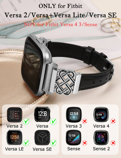 Celtic Knot Leather Band for Fitbit Versa 2/Versa/Versa Lite/SE Band Women