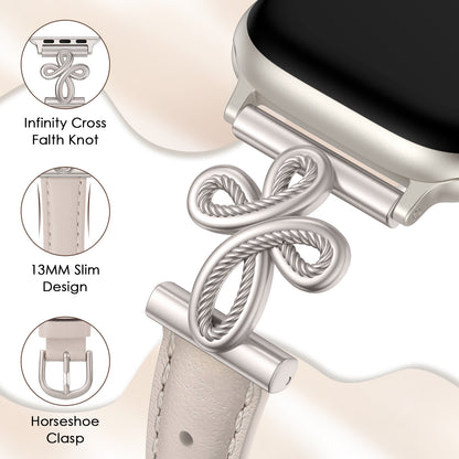 Slim Leather Band for Apple Watch Band | Top Grain Genuine Celtic Knot Cross Strap